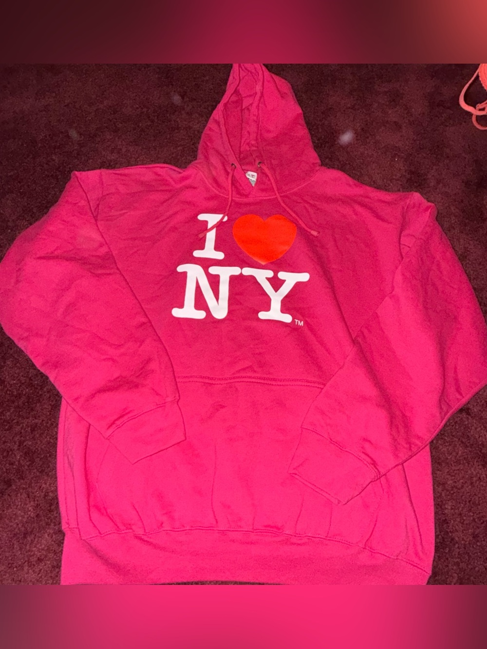 I Love NY Adult Unisex Hoodie Officially Licensed Sweatshirt NYC Souvenir Pink